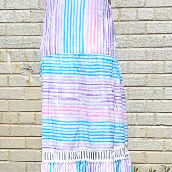 BINDU TIERED STRIPPED MAXI DRESS NWOT SIZE L - Picture 4 of 4